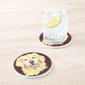 オリジナルウォーターカラーゴールデンレトリバー、ドッグペット コースター (側面)