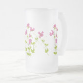 オリジナルウォーターカラースイートピーガーデンフラワー フロストグラスビールジョッキ (正面右)