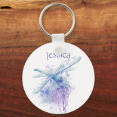 オリジナルウォーターカラートンフライでブルーマウヴ自然 キーホルダー (正面)