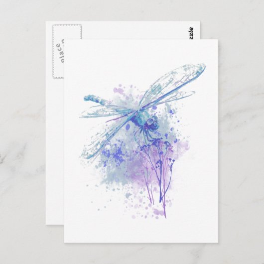 オリジナルウォーターカラートンフライでブルーマウヴ自然 ポストカード (正面/裏面)