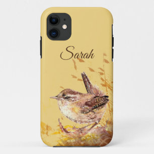 オリジナルウォーターカラーバードキュートハウスウォレンカスタム iPhone 11 ケース