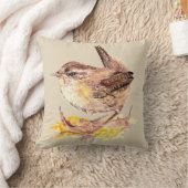 オリジナルウォーターカラーバードキュートハウスウォレン クッション (ブランケット)