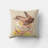 オリジナルウォーターカラーバードキュートハウスウォレン クッション (裏面)