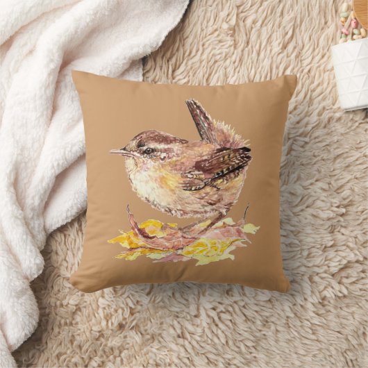 オリジナルウォーターカラーバードキュートハウスウォレン クッション (ブランケット)