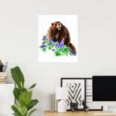 オリジナルウオータカラープリントマーモットグラウンドホッグ動物 ポスター