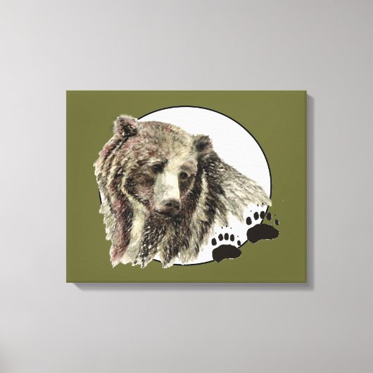 オリジナルウオーターカラーベアとトラック動物 キャンバスプリント (正面)