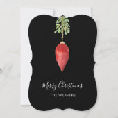オリジナルエレガント水彩赤い緑のクリスマス シーズンカード (正面)
