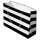 オリジナルエレガント白黒のストライプパターン ラージペーパーバッグ (裏面アングル)