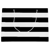 オリジナルエレガント白黒のストライプパターン ラージペーパーバッグ (正面)