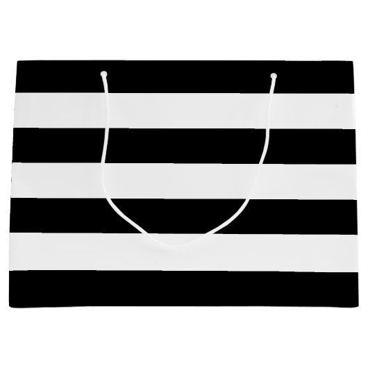 オリジナルエレガント白黒のストライプパターン ラージペーパーバッグ (正面)