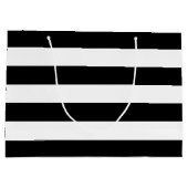 オリジナルエレガント白黒のストライプパターン ラージペーパーバッグ (裏面)