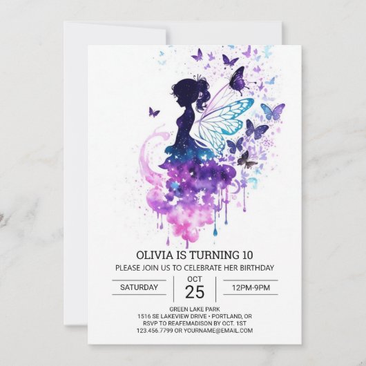 オリジナルエンシャントフェアリー誕生日 招待状 (正面)