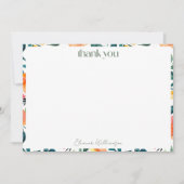 オリジナルオレンジ色の花 カスタム ブライダルシャワー名 サンキューカード (正面)