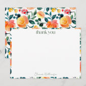 オリジナルオレンジ色の花 カスタム ブライダルシャワー名 サンキューカード (正面/裏面)