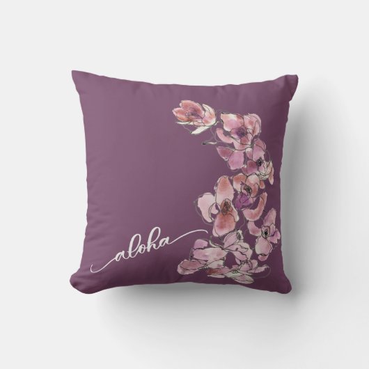 オリジナルオーキッドアロハ装飾用クッション16インチx 16インチ クッション (正面)