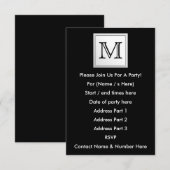 オリジナルカスタムモノグラム。 黒と淡い灰色。 招待状 (正面/裏面)