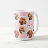 オリジナルカスタム14ペットドッグキャットコラージピンク コーヒーマグカップ (正面右)