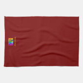 オリジナルカフェ コーヒーショップ DK レッドをパーソナライズ キッチンタオル (横)