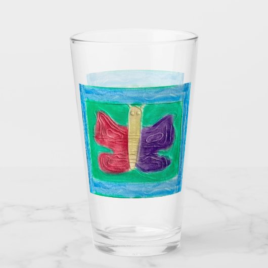 オリジナルカラフル蝶 |中央 | タンブラーグラス (正面)