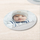 オリジナルカラーとオリジナル写真、テキストで作成 ラウンドペーパーコースター (アングル)