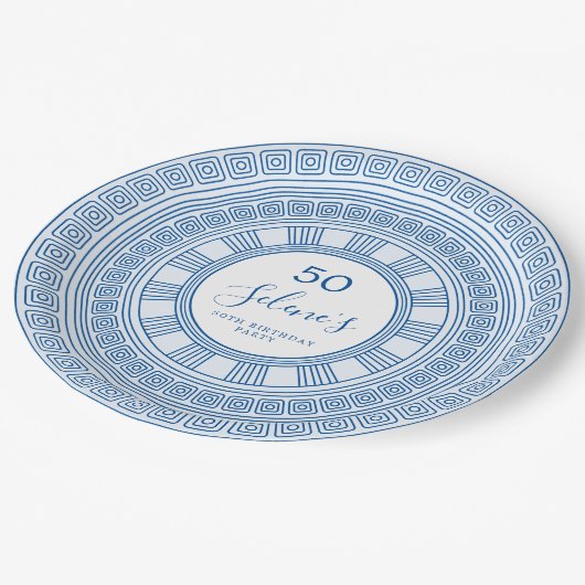 オリジナルカラーのギリシャまたはローマの誕生日 ペーパープレート (アングル)