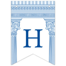 オリジナルカラーのギリシャ神殿を飾る50歳の誕生日パーティー バンティングフラッグ