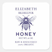 オリジナルカラーのハチのヴィンテージ缶詰ラベル スクエアシール (正面)