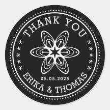 オリジナルカラーのミニマルフラワー Thank Youカード