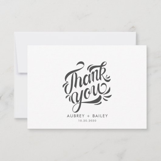 オリジナルカリグラフィー結婚式お礼豪華 サンキューカード (正面)