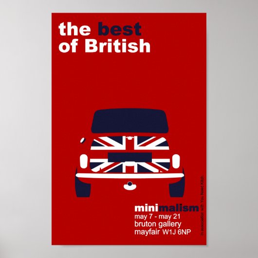 オリジナルクラシックミニクーパーミニマリストアート ポスター (正面)