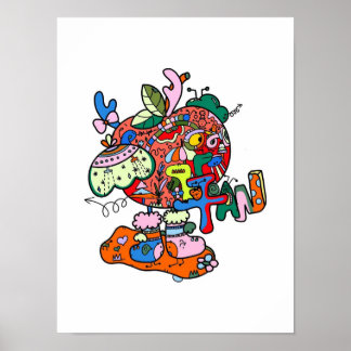 オリジナルクリスマスイブアップルプリント ポスター