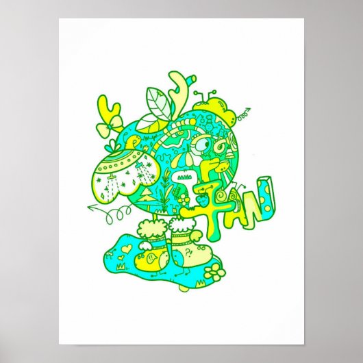 オリジナルクリスマスイブグリーンアップルプリント ポスター (正面)