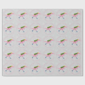 オリジナルクリスマススケートピンク恐竜 ラッピングペーパー (フラット)