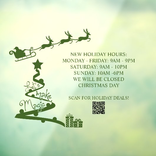 オリジナルクリスマスホリデーストア営業時間窓用シール ウィンドウサイン (シート3)