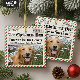 オリジナルクリスマス ペットロス新聞、犬の追悼記念 セラミックオーナメント