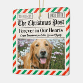 オリジナルクリスマス ペットロス新聞、犬の追悼記念  セラミックオーナメント (左)
