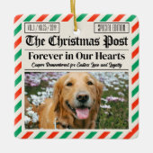 オリジナルクリスマス ペットロス新聞、犬の追悼記念  セラミックオーナメント (正面)