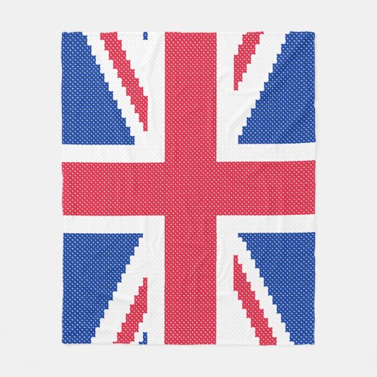 オリジナルクロスステッチデザインユニオンジャック フリースブランケット (正面)