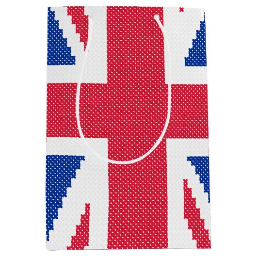 オリジナルクロスステッチデザインユニオンジャック ミディアムペーパーバッグ (正面)