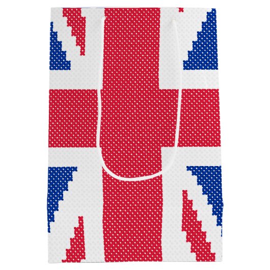 オリジナルクロスステッチデザインユニオンジャック ミディアムペーパーバッグ (裏面)