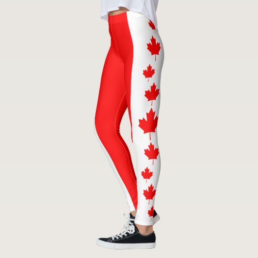 オリジナルクール赤楓の葉カナダ国旗 レギンス (左)