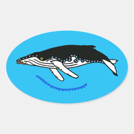 オリジナルグラフィックス – HUMPBACK WHALE -海ブルー –  楕円形シール (正面)
