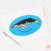 オリジナルグラフィックス – HUMPBACK WHALE -海ブルー –  楕円形シール (封筒)
