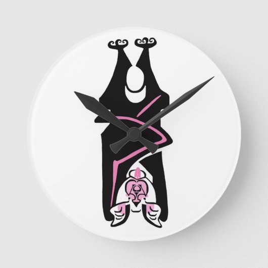 オリジナルグラフィック – こうもり熱狂する – ラウンドクロック ラウンド壁時計 (正面)