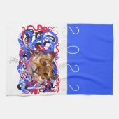 オリジナルグラフィティスタイルタイガー中国のイヤー〔占星術の〕十二宮図 キッチンタオル (横)