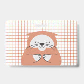 オリジナルグリッドライン ブラウン かわいい猫 バッジ (裏面)