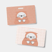 オリジナルグリッドライン ブラウン かわいい猫 バッジ (正面&裏面)