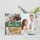 オリジナルグリーンウェディングフォト ありがとう 招待状 (スタンド正面)