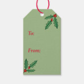 オリジナルグリーンクリスマスホリーデザインギフトタグ ギフトタグ (正面)