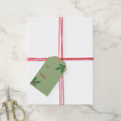 オリジナルグリーンクリスマスホリーデザインギフトタグ ギフトタグ (より糸付き)